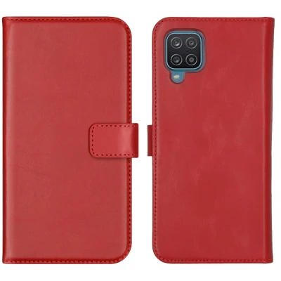 Afbeelding van Samsung Galaxy A12 Hoesje Echt leder Selencia Bookcase Rood Telefoonhoesje