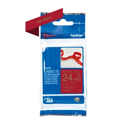 Afbeelding van Laminated Tape for Labelling Machines Brother TZE RW54 Red