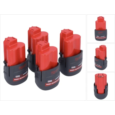 Afbeelding van Milwaukee accuset 4x M12 HB2.5 High Output 12 V 2,5 Ah / 2500 mAh Li Ion accu ( 4932480164 )