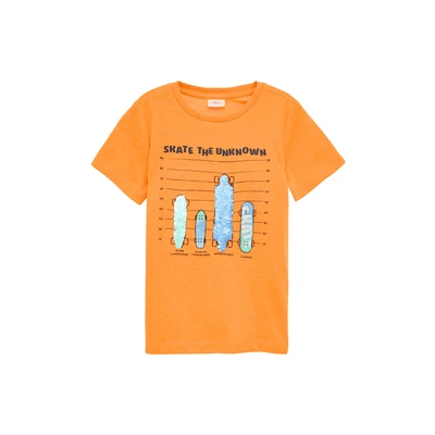 Afbeelding van s.Oliver MIT Front UND Wendepailletten Tshirt print voor kinderen, Maat: 92/98, Orange