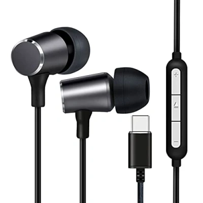 Afbeelding van Hoofdtelefoon met microfoon volumeregeling USB C aansluiting kleur zwart
