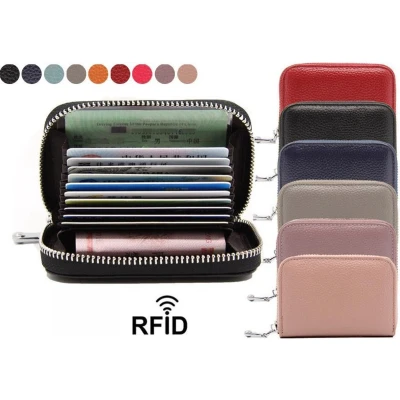 Afbeelding van Pasjeshouder Met Anti RFID I Creditcardhouder Geldvak Pasjes Houder Wallet PU Leer Portemonnee Grijs