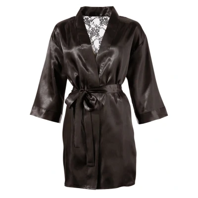 Afbeelding van Cottelli Collection Kimono Non Transparant Uitdagen en Stijlvol Maat S/M Zwart