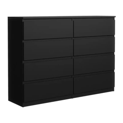 Afbeelding van MebLocker Commode met 8 laden 140 cm Ideaal voor woonkamer, slaapkamer, kinderkamer, tienerkamer en kantoor Moderne elegante oplossing stijlvolle opslag organisatie (zwart)