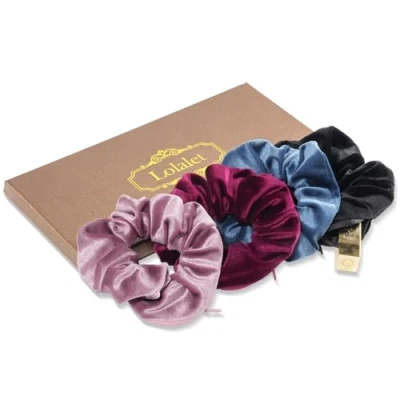 Afbeelding van Lolalet Stash Scrunchies, 4 stuks haarscrunchies met ritsvak, verborgen zak scrunchie voor verbergen geld, elastische haarbanden paardenstaarthouder accessoires dun fijn krullend haar stijl E