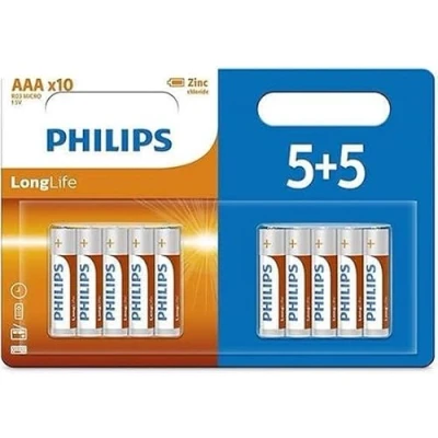 Afbeelding van Philips Longlife AAA batterijen 5+5 blisterverpakking