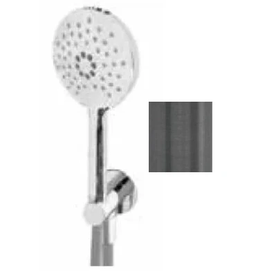 Afbeelding van Waterevolution Flow ronde handdoucheset compleet met muuraansluiting gun metal T1621RGME