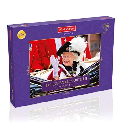 Afbeelding van Winning Moves HM Queen Elizabeth Single Image 1000 stuk Jigsaw Puzzle Game, samen als ze voorbijgangers begroet, cadeau voor kinderen van 10 plus