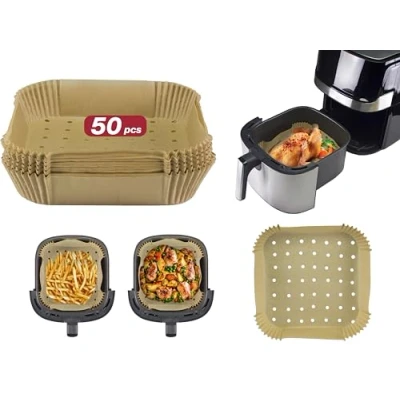 Afbeelding van BEPER C103ACC003 Bakpapier voor de friteuse, set van 50 stuks, 20x20 cm, Vierkant bakpapier, Antiaanbaklaag en Biologisch afbreekbaa