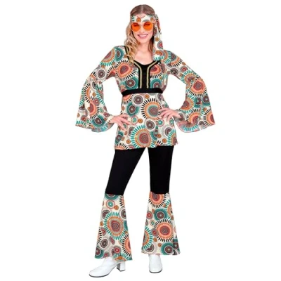 Afbeelding van Widmann Hippie Kostuum Very Vintage Jaren 60 Style Vrouw Blauw, Oranje XS Carnavalskleding Verkleedkleding