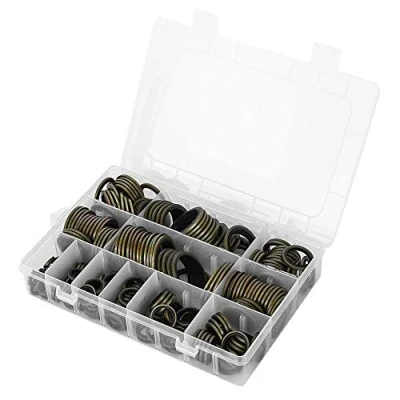 Afbeelding van 240 stuks ring, platte metalen rubberen pakking olie 68 8 mm NBR aftapplug set met plastic doos
