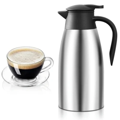 Afbeelding van Thermoskan van roestvrij staal, 2 liter, 304 geïsoleerde thermoskan, 24 uur warmte isolatie, voor waterkokers, theepotten en koffiezetapparaten