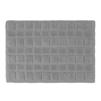 Afbeelding van Relaxdays badmat katoen, 60 x 40 cm, antislip, wasbaar, badkamermat, voetmat badkamer, douchemat rechthoekig, grijs
