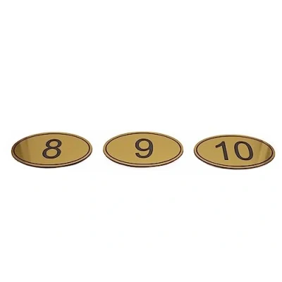 Afbeelding van ABS gegraveerd 90 mm x 55 ovale tafelnummers (1 20) Pubs Restaurants Clubs Gouden 1 tot 20