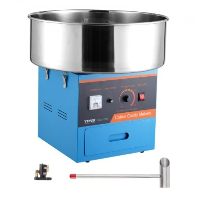 Afbeelding van VEVOR Elektrische suikerspinmachine, 1000 W, commerciële suikerspinmachine met roestvrijstalen kom, suikerlepel en lade, perfect voor thuis, kinderverjaardag, familiefeest, blauw
