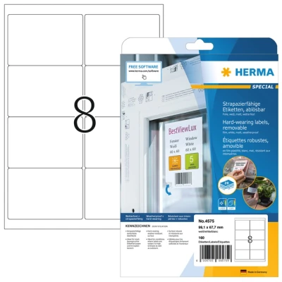Afbeelding van Etiket HERMA 4575 99.1x67.7mm folie wit 160stuks