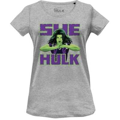 Afbeelding van Marvel WOSHEHUTS005 T shirt, Grijs Melange, XL dames,