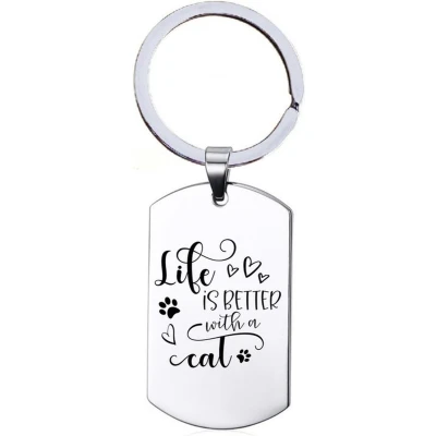Afbeelding van Sleutelhanger RVS Life is Better With A Cat