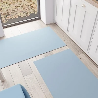 Afbeelding van PETTI Artigiani Italiani Keukentapijt, keukenloper, wasbaar, antislip, eenkleurig, 52 x 340 cm, lichtblauw, 100% Made in Italy