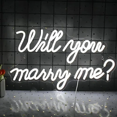 Afbeelding van Wanxing Will You Marry Me Neon Sign Teken Wit Led Bruiloft Letters voor Voorstel Decoraties, Feest, Valentijnsdag, Vriendin