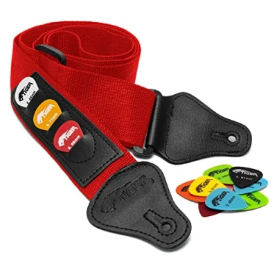 Afbeelding van TIGER gitaarband Met Extra Plectrums Rood
