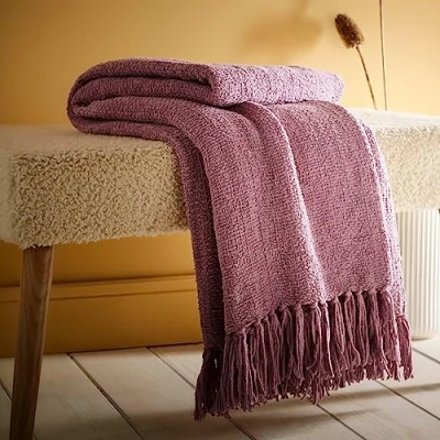 Afbeelding van Appletree Loft Chenille Throw Getextureerde 130 x 180cm in Heather