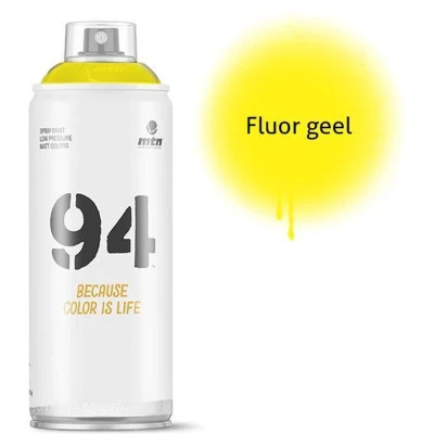 Afbeelding van MTN94 Fluoriserend Gele spuitverf 400ml lage druk en matte afwerking