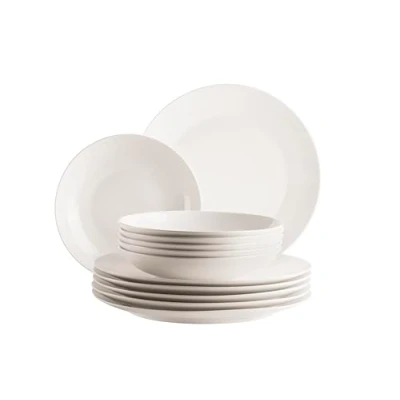 Afbeelding van MÄSER 934106 Serie Belmira, klassiek tafelservies voor 6 personen, 12 delig eetservies met diner en soepborden, tijdloos, elegant, filigraan, porselein, wit