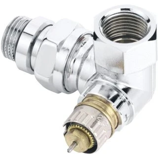 Afbeelding van Danfoss RA NC Thermostatische radiatorafsluiter 1/2 bi bu dubbel haaks links chroom