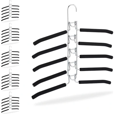 Afbeelding van Relaxdays 6x ruimtebesparende kledinghangers 5 in 1 kleerhanger antislip jashanger