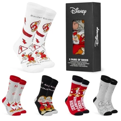 Afbeelding van Disney Herensokken, baby Yoda Crew sokken, 5 pack Star Wars enkelsokken, maat 16,5 30,5, Mickey Mouse, zachte ademende werksokken, Boba Fett Wars, cadeaus voor mannen (Grijze Grumpy)