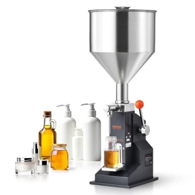 Afbeelding van VEVOR 5 100ml vulmachine Handmatige vloeistofvulmachine Gemaakt van Food Grade 304 roestvrij staal Siliconen PTFE inclusief twee spuitmonden 4 mm / 8 Ideaal voor het vullen honingolie essentie