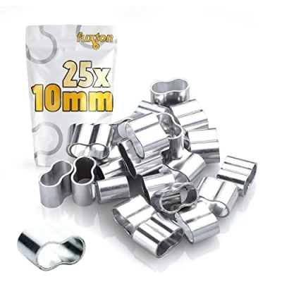 Afbeelding van fuxton 25 stuks professionele kabelklemmen 10 mm wurgklemmen van aluminium, roestvrij, voor expandertouw, zeiltouw, rubbertouw