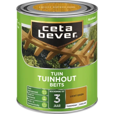 Afbeelding van Ceta Bever Tuinbeits Tuinhout Transparant 006 Licht Eiken 0,75 liter Blanke lak &amp; Beits