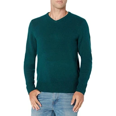 Afbeelding van Amazon Essentials Soft Touch Herentrui met V hals en lange mouwen, bosgroen, XL