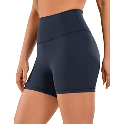 Afbeelding van CRZ YOGA Naakt Gevoel Bikershort Voor Dames 4 Inch Hoog Getailleerde Yogatraining Gym Running Spandex Shorts Marine XS