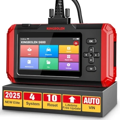 Afbeelding van KINGBOLEN OBD2 codelezer met 4 systemen + 10 reboot services, S600 Multi Fire Car Diagnostics motorsysteem ABS SRS ETS Oil Injection Reset BLEED TPMS AFS EPB SAS DPF BMS Levenslange WiFi update