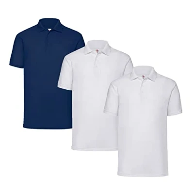 Afbeelding van Fruit of the Loom Poloshirt voor heren, verpakking van 3 stuks, 2 x wit + 1 marineblauw Hl aankoopnotitieblok, 5XL