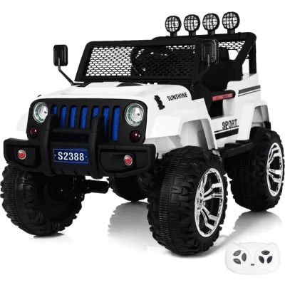 Afbeelding van Monster Jeep Elektrische Kinderauto Wit Krachtige Accu Op Afstand Bestuurbaar Veilig Voor Kinderen