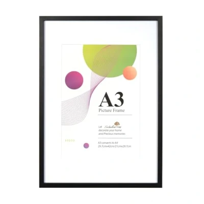 Afbeelding van Scholar Tree A3 Lijst, 1 pak zwart frame, zwarte fotolijsten, 29,7 x 42 cm, houten fotolijsten met A4 bevestiging, wandophanging