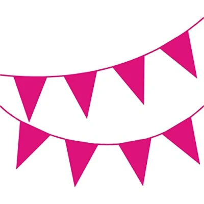Afbeelding van Happium 10 m effen kleur vlaggen, banner, wimpel, feestdecoratie, slinger (felroze)