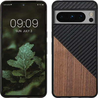 Afbeelding van kwmobile hoesje geschikt voor Google Pixel 8 Pro Backcover in donkerbruin / zwart Smartphonehoesje design