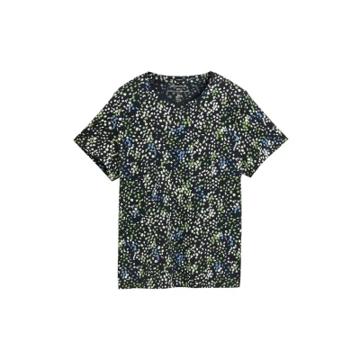 Afbeelding van TOM Tailor Tshirt print, Dames, Maat: XS, Multicolor navy dot structure