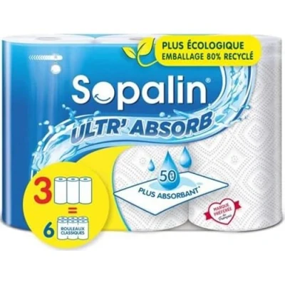 Afbeelding van Sopalin Ultra Maxi handdoek 3 rollen (het equivalent van 6 klassieke rollen)