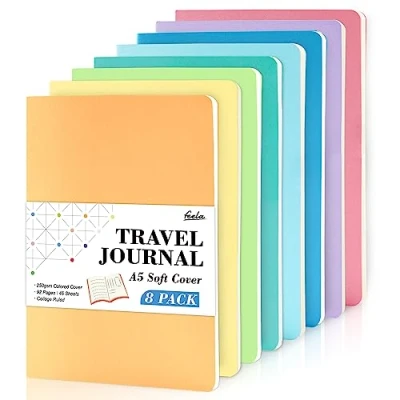 Afbeelding van feela 8 Pack Soft Cover Notebooks A5 Gevoerd Journal College Geregeld, Reisdagboek voor Vrouwen Mannen, Notitie Nemen Studie Kladblok Schoolbenodigdheden, Oefening Schrijven