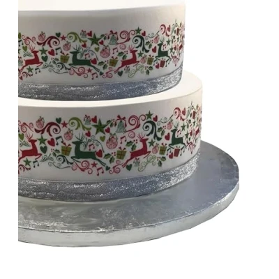 Afbeelding van Top That Eetbaar decorblad kerst rendier rand lint perfect voor het decoreren van uw taarten gemakkelijk te gebruiken