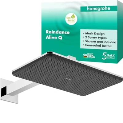 Afbeelding van hansgrohe Raindance Alive Q hoofddouche 210/340 2jet EcoSmart, met douchearm, 24551000