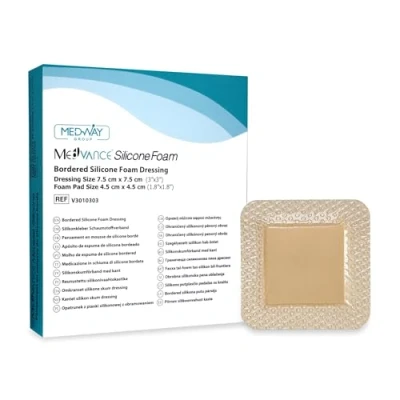 Afbeelding van MedVanceTM Silicone Bordered Adhesive Foam Dressing, Size 7.5 cm x cm, (4.5 4.5 pad), Box of 5 dressings