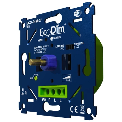 Afbeelding van EcoDim WiFi led dimmer, ECO DIM.07 WiFi, druk/draai, inbouw, 250W LED, voor alle merken afdekmateriaal