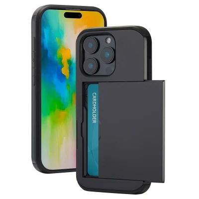 Afbeelding van Apple iPhone 16 Pro Hoesje Met pashouder Kunststof imoshion Hardcase/Backcover Zwart Telefoonhoesje